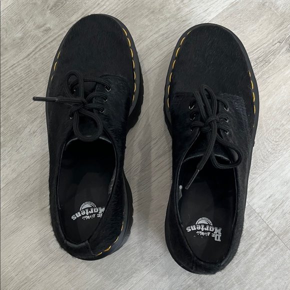 Doc Dr Martens 1461 Oxford Platform Shoes Black Calf Hair Leather Grunge Women 7 - Picture 6 of 13